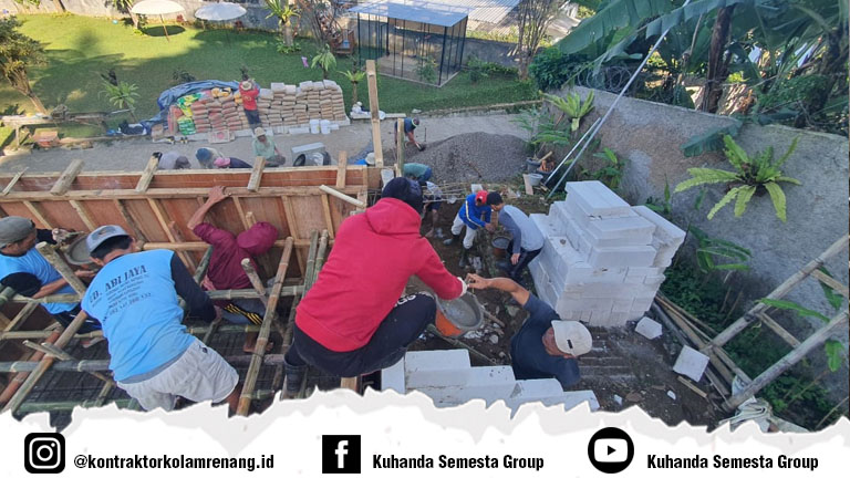 Persiapan isi cor semen kolam