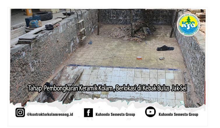 tahap renovasi kolam renang di Lebak Bulus