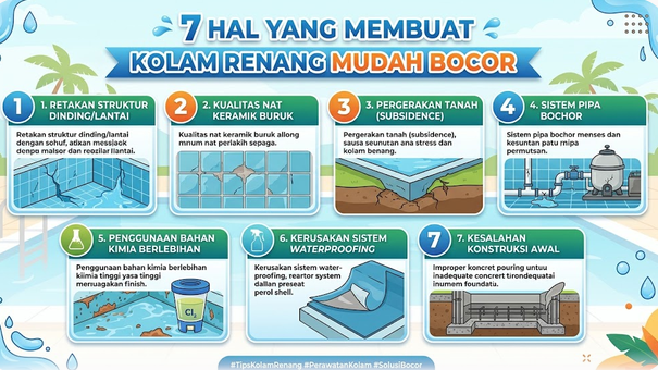 7 Hal Yang Membuat Kolam Renang Mudah Bocor